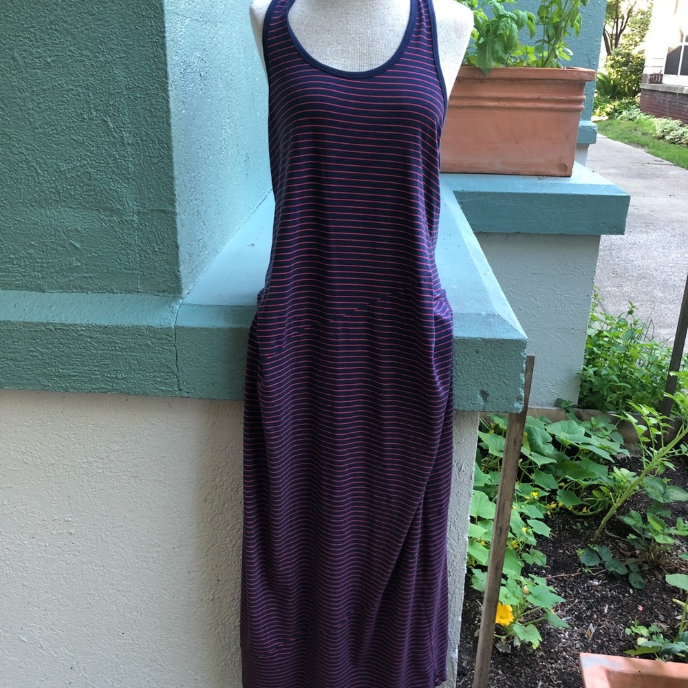 Lole navy blue pinstripe maxi with racer back